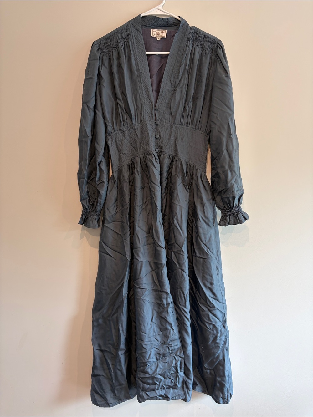 Mille Resort & Travel Slate Blue Maxi Dress with Smocked Waist